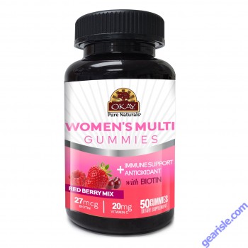 OKAY Gummies Women's Multi 50 Count Red Berry Mix Immune Support bottle