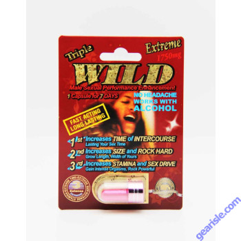 Triple Wild Extreme 1750mg front of card, one two-tone capsule sealed in a gold-rimmed blister