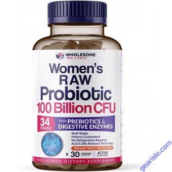 Women Raw Probiotics 100 Billion CFUs Prebiotics Digestive Enzymes 30Ct