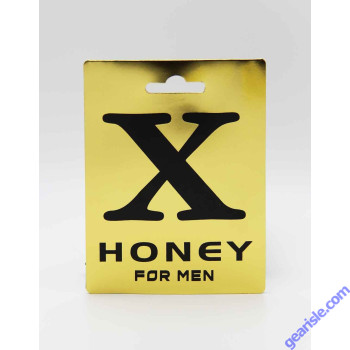 Front of the X Honey for Men card: gold foil printed with a large black X above the words HONEY FOR MEN
