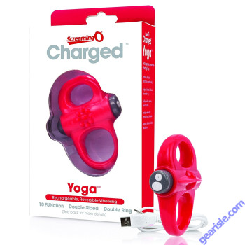Charged Vooom Yoga Double Vibrating Cock Ring Red ScreamingO
