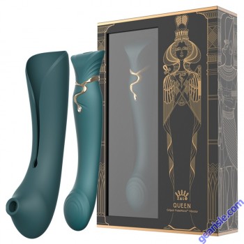 Queen Set G-spot PulseWave Vibrator with Suction Sleeve Jewel Green 1