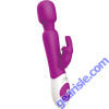 Rabbit Wand Silicone Rechargeable Dual Vibe Splashproof Deep Rose