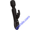 The Rabbit Wand Silicone Usb Rechargeable Dual Vibe Splashproof Black