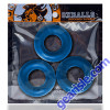 Oxballs Fat Willy 3 Pack Cock Rings Jumbo Stretchy Flextpr Space Blue