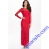 Long Sleeve Red Lace Maxi Backless Party  Dress 9262 Lingerie 