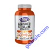Now Sports Arginine Citrulline Powder Amino Acids Protein Metabolism & Keto Friendly 