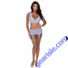 Magic Silk Bralette Skirt G String Blue Adjustable Straps