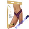 Secret Kisses Lace And Pearls Crotchless Thong Foreplay Panty Purple