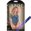 Fantasy Lingerie Curve Adriana Caged Lace Teddy Blue Adjustable