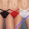BeWicked Adrienne 3 Pack Lace Thong Multi Color Small Size