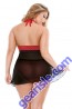 Valentina Flocked Heart Halter Keyhole Front Babydoll Panty Curve P220