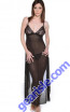 Mesh Gown With Lace Cups And Ruffles Open Back Cascade Vx Intimate Lingerie 6069