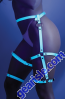 Fantasy Lingerie Glow Flexible Material Leg Harness Blue One Size
