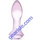Glas 5" Rosebud Glass Handblown Butt Plug Pink solo