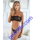 Allure Emmanuelle Lace Bandeau & Thong Two Piece Set black