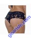 Stretch Lace Open Crotch Hipster Thong With Banded Lace Vx Intimate Lingerie 8087