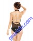Halter Romper Sheer Center Mesh Panel Snap Closure Romp R507