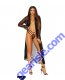 Elegant Moments Long Sleeve Dotted Mesh Robe Panty G String Black