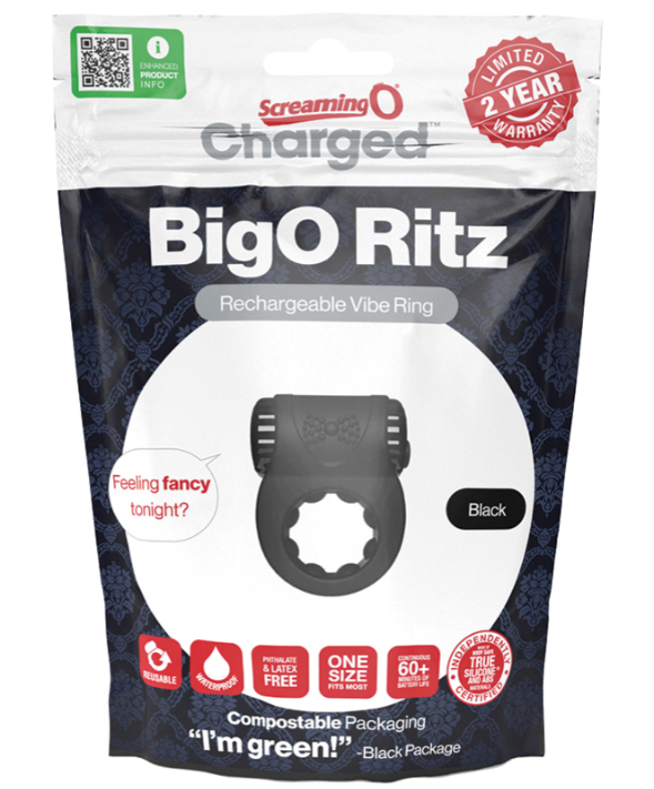 Screaming O Charged BigO Ritz black rechargeable bullet cock ring